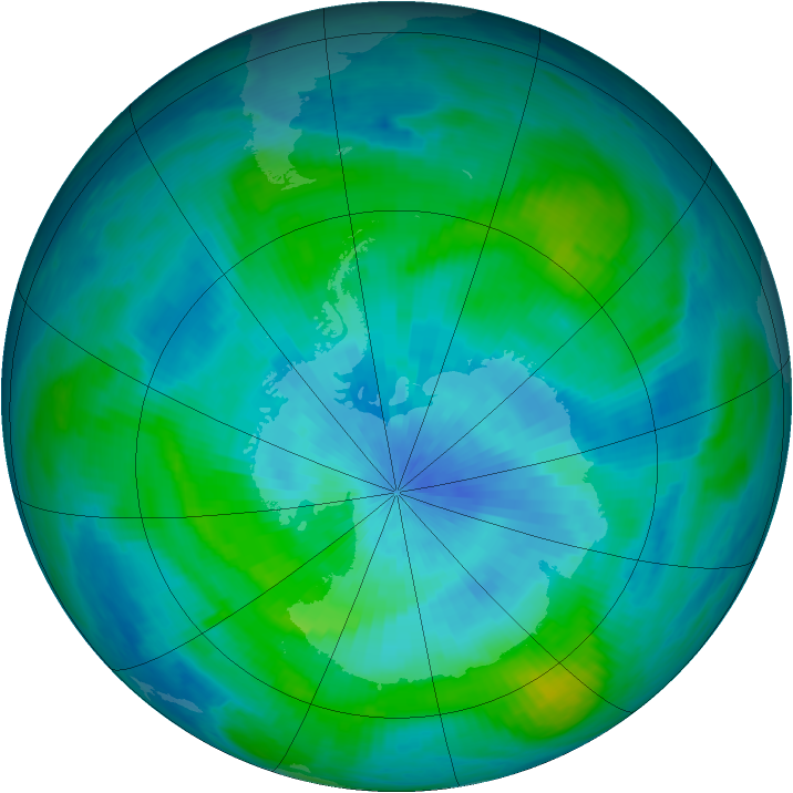 Antarctic ozone map for 05 March 1985